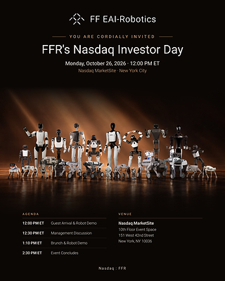 FF EAI Robotics Ecosystem Inc. Announces Details for Its Listing Ceremony and Nasdaq Investor Day, Taking Place on Monday, Oct. 26, at Nasdaq's MarketSite in NYC